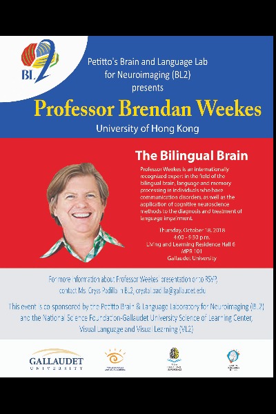 Advertise of Professor Brendan Weekes to Lecture at Gallaudet University